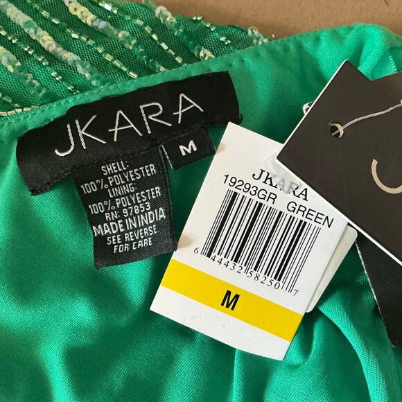 JKara Sequined Sleeveless V-Neck Mini Sheath Cocktail Party Dress Green Size 6 - Picture 10 of 12